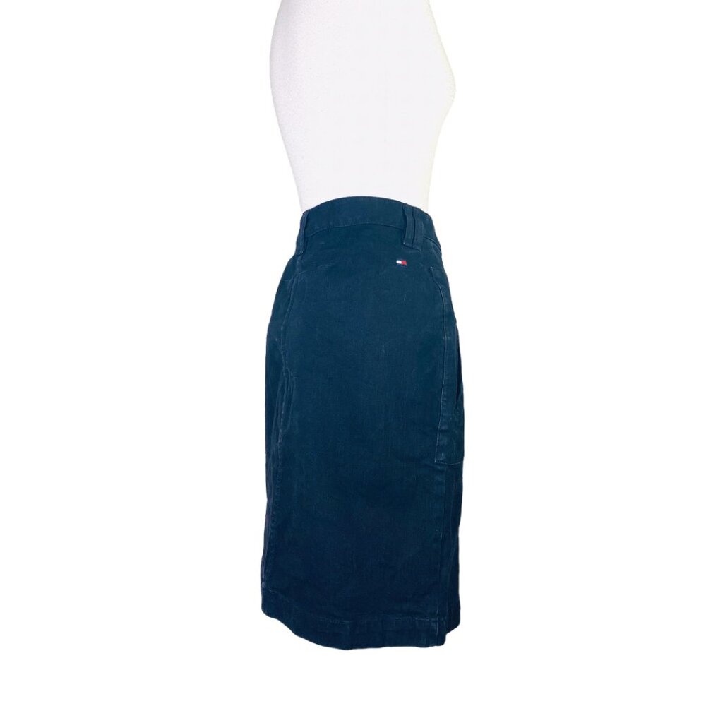 Tommy Hilfiger Y2K Denim Skirt 90s Vintage Button Close Womens SZ 14 Black Jean - Picture 6 of 12